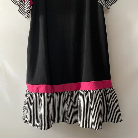NWT Emery Rose Womens Black Contrast Striped Flounce Sleeve Smock Dress Size 2XL - Picture 4 of 11